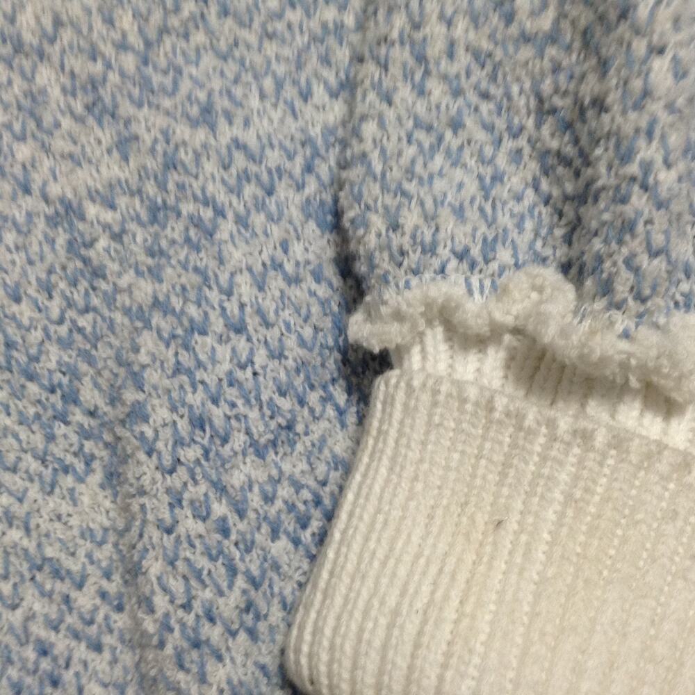 Free People Womens Sweater Blue Large Pullover White Cuff Loose Knit - Picture 6 of 13
